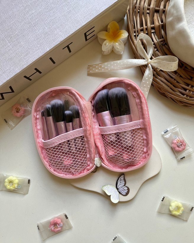 ست مینی براش آرایشی طرح ریل تکنیک همراه با کیف باکیفیت