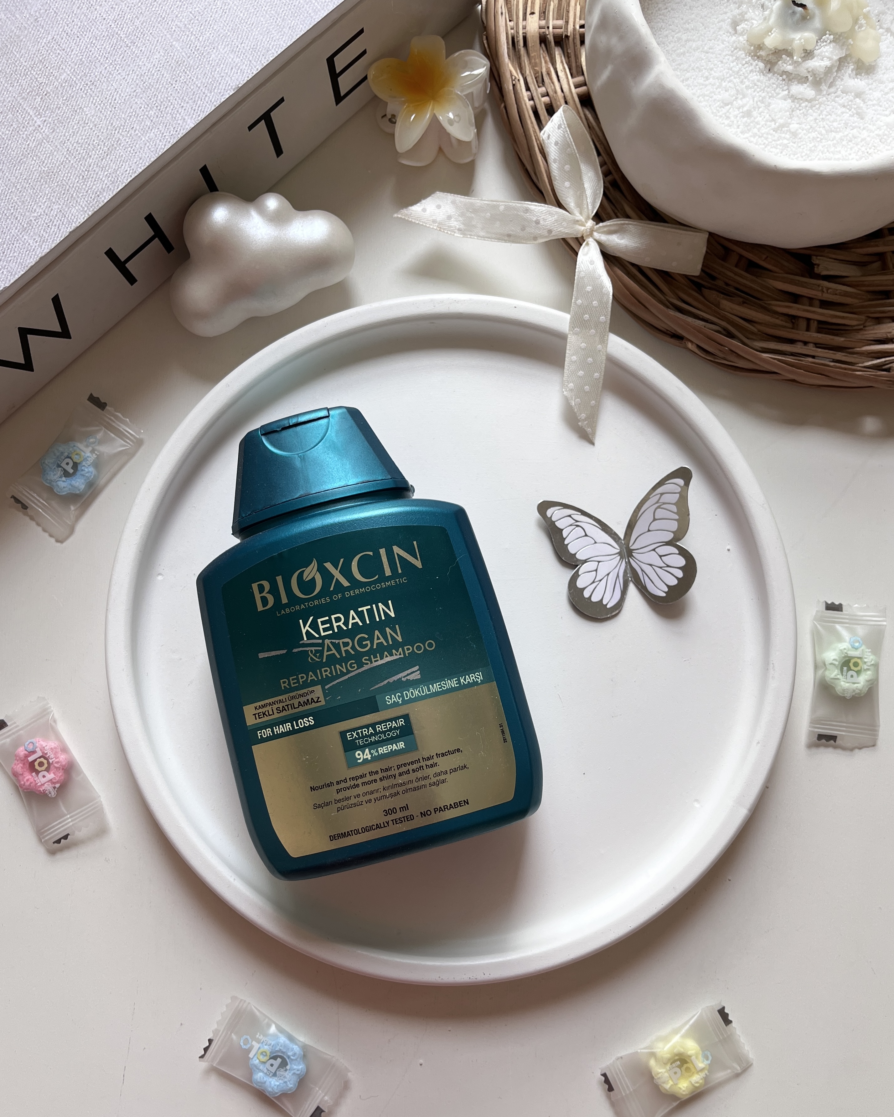 شامپو بیوکسین ضد ریزش مو  و ترمیم کننده مو Bioxcin حاوی آرگان و کراتین هیدرولیز شده  300 میل