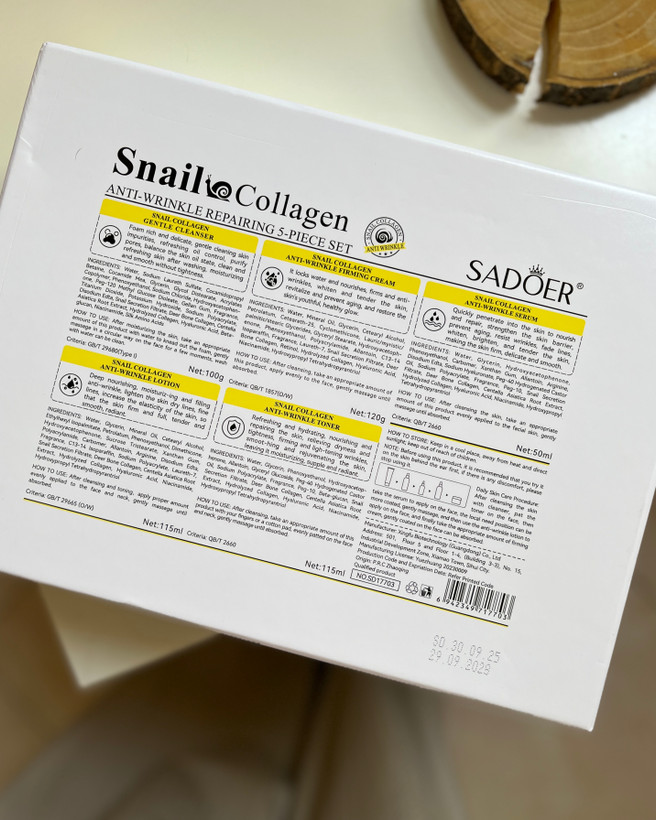 پک ۵ عددی ضد چروک SADÖER Snail Collagen حاوی کلاژن و عصاره حلزونر
